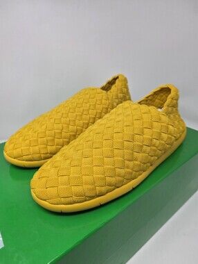 Bottega Veneta 41 8 Intrecciato Starfish Fabric Weave Slipons Yellow Mustard IT